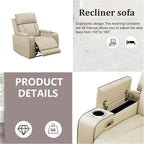 Power Recliner Chair, Leather Recliners with Home Theater Seating, Oversized Single Electric Recliner Sofa Breathable Living Room Chairs for Adults Reading Gaming, Khaki