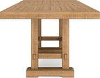 Signature Design by Ashley Havonplane Rustic Distressed Counter Height Dining Extension Table with Removable Center Leaf and Double Trestle Base, Light Brown