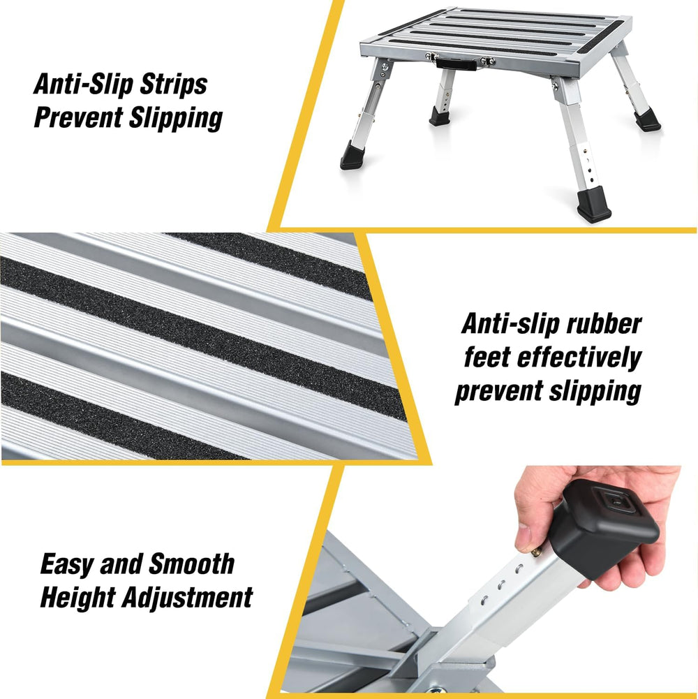 Nilight RV Step Stool Aluminum Folding Platform Steps 19x14.5 4 Level