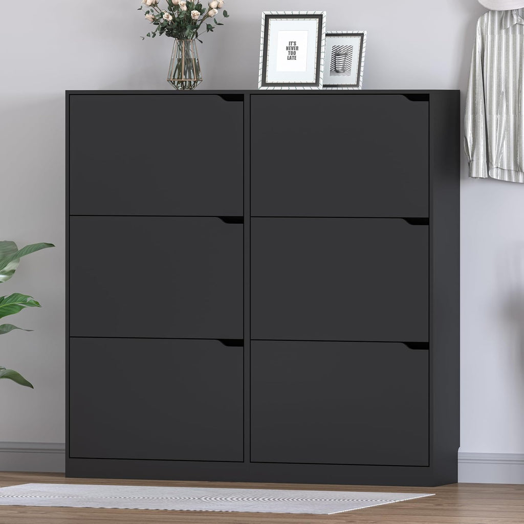 Shoe Cabinet with 6 Flip Drawers, Slim Narrow Shoe Storage Cabinet, Freestanding Shoe Organizer for Entryway, Hallway, Foyer