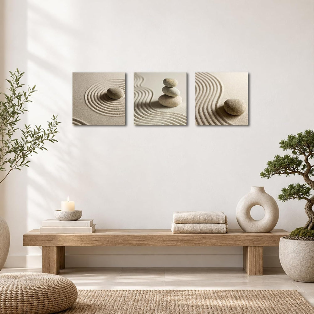 Artsbay Zen Stone Wall Art, Modern Spa Room Wall Decor 12''x12'&#...