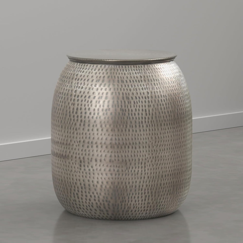 SIMPLIHOME Griffen Metal Storage Accent Table - 19 inch Wide Solid Metal Roun...