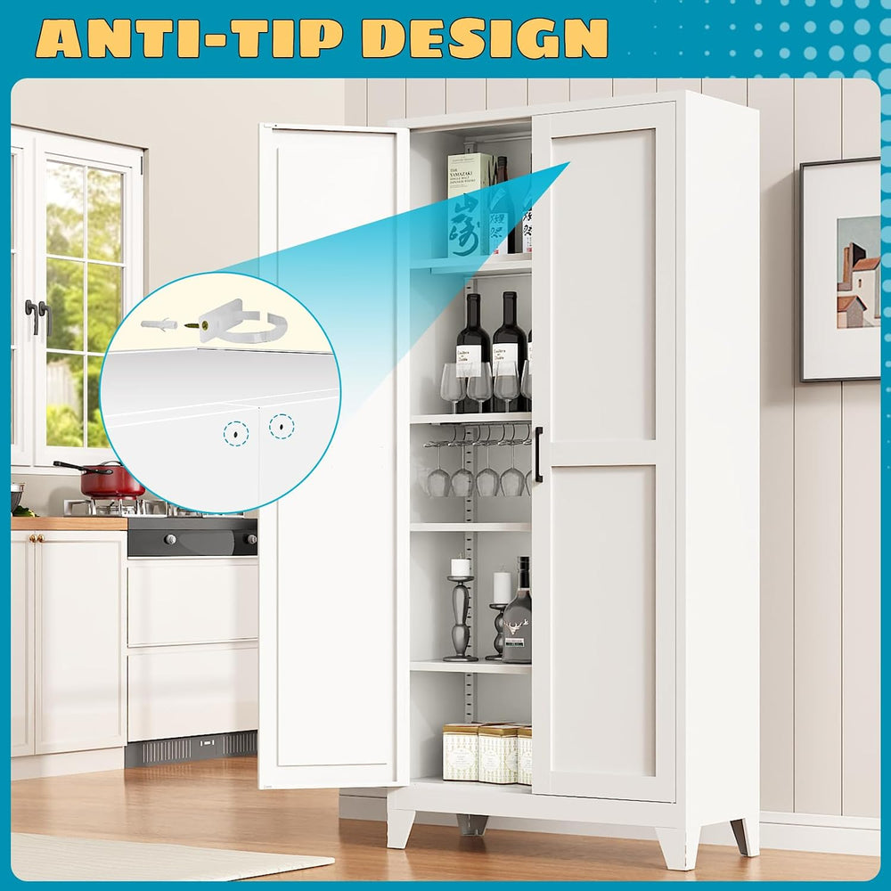 75" Pantry Cabinet,Kitchen Storage Cabinet with Adjustable Shelves | 100...