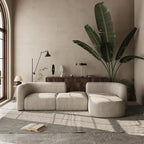 Acanva Luxury Modern Tight Curved Back Velvet Sofa, Minimalist Style Comfy Couch for Living Room Apartment, 4 Seater Modular Sectional, Cream