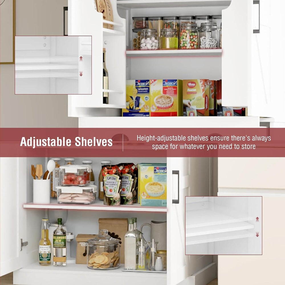 Tall Free Standing Kitchen Pantry Storage Cabinet, Wooden Farmhouse Style, De...