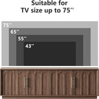 TV Stand for 75 Inch TV, Mid Century Modern TV Stand with Arched Design, Wood Grain Finish, Media Console with Adjustable Shelves, 67" Entertainment Center for Living Room Bedroom, Walnut