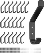20-Pack Wall Hook for Hanging Coat - 20LB (Max), Stainless Hooks for Towel, Hat, Backpack, Clothes, Wall Mounted Coat Hanger for Closet, Metal, Black