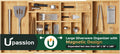 Large Silverware Organizer, 13 Slots Magnetic Connected Expandable Bamboo Utensil Drawer Organizer From 21 to 37.4 Inches, Adjustable Flatware and Cutlery Holder, Utensil Tray for Kitchen Natural