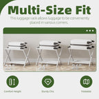 Luggage Rack, Set of 2, Folding Suitcase Stand with Storage Shelf, Premium Bamboo Luggage Holder for Guest Room, Bedroom, Hotel, Closet, Holds up to 135 lb (White)