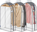 Clear Garment Bags for Hanging Clothes 10" Side Gusset, Suit Bags for Closet Storage, Suit Cover for Shirts Coats Dresses (24"X42"X10" 3Pack)