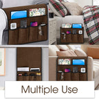 Joywell Recliner Organizer with 6 Pockets Armchair Caddy Remote Control Holder for Couch Armrest Organiser Non Slip Sofa Arm Chair Caddie Storage for Magazine, Tablet, Phone, iPad, Brown