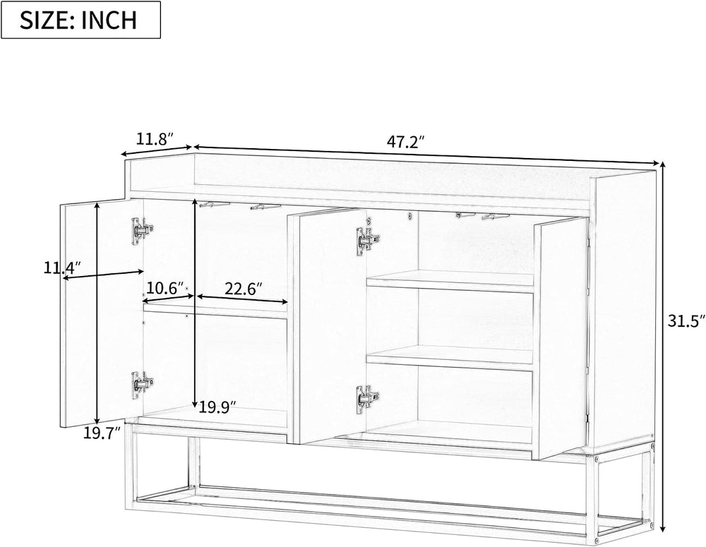 LUMISOL Sideboard Buffet Cabinet with Storage, Modern Storage Cabinet with 4 ...