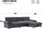 Ball & Cast Modular L Shaped Sectional Sofa W/Movable Storage Ottoman&Dual-Port Charging,4 Seater Chenille Upholstered Couch W/Side Storage Pockets&Cup Holder,for Living Room,Apartment,Dark Gray,104"