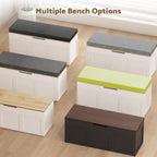 Kikihouse L-Shaped Corner Storage Bench with Cushion, Backless Wood Bench with Hidden Storage, for Dining Nook, Kitchen, Entryway, Cloakroom (White+Walnut (No Cushion))