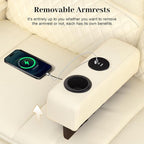Manual Reclining Sectional Sofa Set, 5 Seats Soft Leather Recliner Corner Sectional Couch, Family-Sized L-Shaped Recliner Couch with USB Charging, Thickened Padding, Sturdy Frame, White