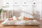 MAXYOYO Japanese Floor Mattress Full Size, 6" Foldable Futon Mattress Tufted Roll Up Floor Bed, Thick Chenille Tatami Mat Sleeping Pad for Camping Guest Room Dormitory Bedroom RV, Beige