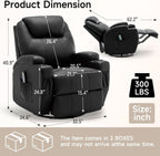 Korser Recliner Chair, Rocking Chair with Massage and Heat, 360° Swivel Recliner Chairs for Adults, Rocker Manual Recliner with Remote Control and Cup Holder for Living Room, Bedroom, Nursery
