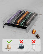 Storage Drawer for Nespresso Original Line， Coffee Pod Holder for Counter Acrylic Coffee Capsule Organizer - 40 Pods