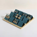 GemeShou Golden coated earring display stand for selling, velvet stud earring holder for jewelry display, Jewlery earring storage organizer tray, studs holder jewelry organizer【Earring holder-Blue】