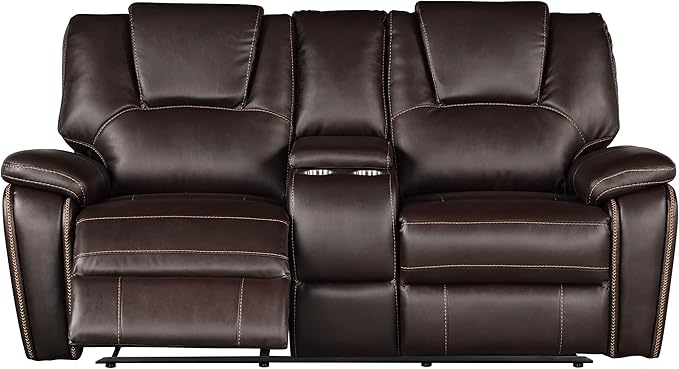 Faux Leather Recliner Sofa Furniture Set for Living Room, Recliner Chair, Manual Loveseat, 3 Seat Recliniing Sofa Couch Set for Meeting Room,Brown