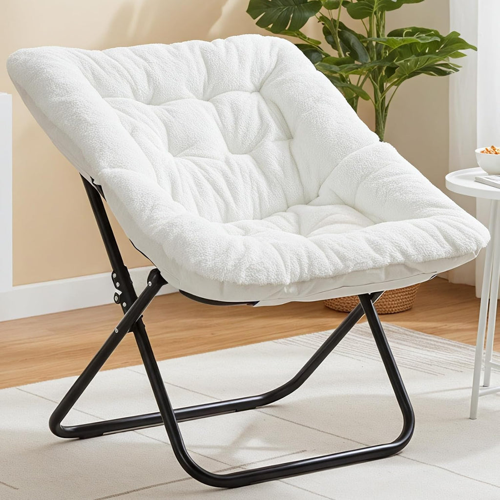 Sweetcrispy Comfy Chair for Adults, Foldable Living Room Chair, Soft Faux Fur Lounge for Bedroom Dorm Rooms, Comfortable Reading Chairs for Teens, X-Large