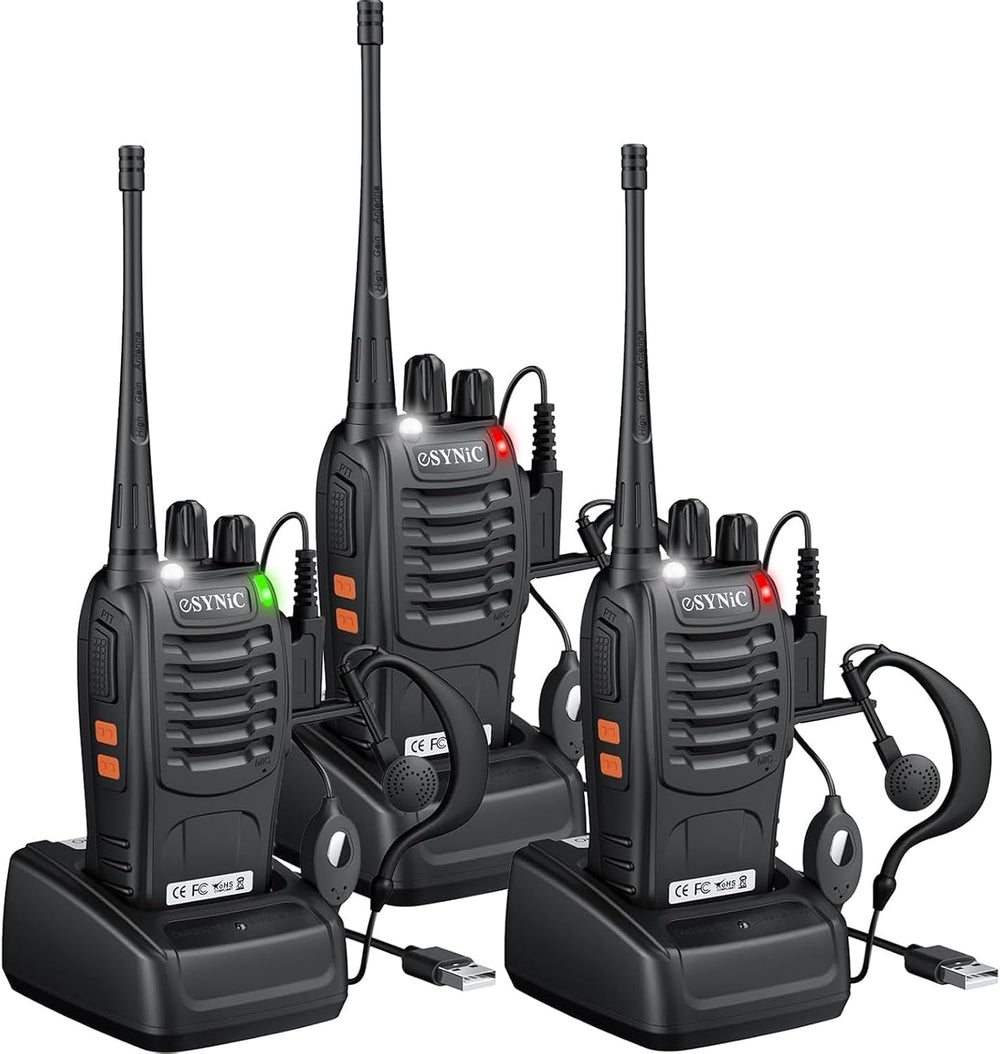 eSynic 3-Pack Rugged Walkie Talkies-Up to 3 Miles Long Range Talking