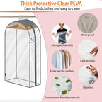 Clear Garment Bags for Hanging Clothes 10" Side Gusset, Suit Bags for Closet Storage, Suit Cover for Shirts Coats Dresses (24"X42"X10" 3Pack)