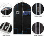 Syeeiex 40 Inch Suit Bag, Garment Bags for Hanging Clothes, Black, Set of 5 | Breathable Suit Bag, Dustproof Hanging Garment Bag, Clear Window and ID Card Holder for Shirts, T-shirts and Jackets
