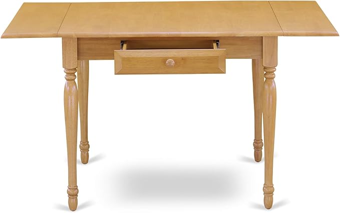East West Furniture MZAN5-OAK-W 5 Piece Modern Dining Table Set Includes a Rectangle Wooden Table with Dropleaf and 4 Dining Room Chairs, 36x54 Inch, Oak