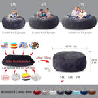 Bean Bag Chairs for Adults Covers 6FT No Filler Huge Large Fluffy Bean Bag Adult Storage Sitting Chairs 2 Seater or 4 Seater for Living Room and Gaming Room Bean Bag Soft Chairs Light Grey