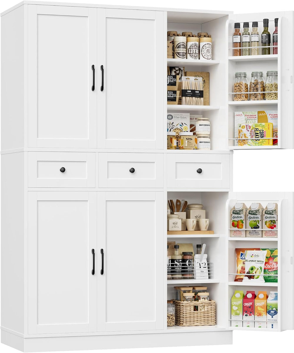 HITHOS 71" Tall Kitchen Pantry Storage Cabinet w/Drawers & Shelves, ...