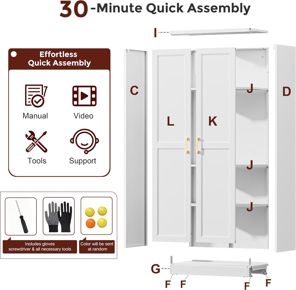 71" Tall Metal Kitchen Pantry Cabinet, Storage Cabinet with Doors | Kitc...