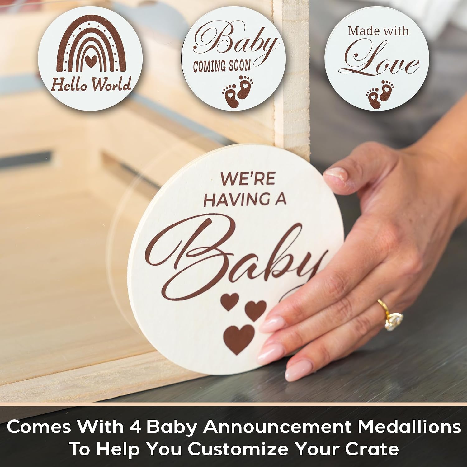 Wooden Baby Shower Crate Closet, Personalized Baby Shower Basket, Natural with Clear Acrylic Front