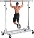 Heavy Duty Clothes Rack Load 530 lbs, Metal Rolling Clothing Rack With Sturdy Wheel And Shelves, Adjustable Portable Hanging Garment Rack For Clothes,Chrome Stainless Steel