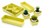 Welaxy Drawer organizers trays Felt storage bin home office Desk Minimalist Lifestyle Natural Shallow Box 8-Piece holiday gift solution (Linden green)