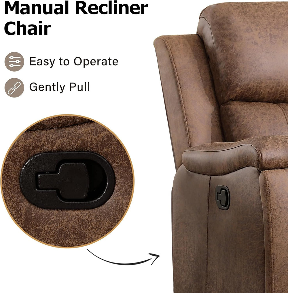 CANMOV Leather Recliner Chair, Classic and Traditional Manual Recliner Chair ...