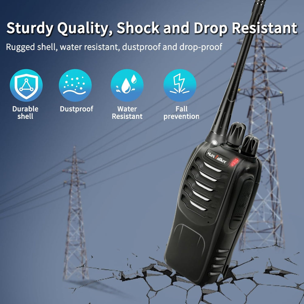 Rechargeable Walkie Talkies Long-Range Two way Radio with Earpieces 10Pack