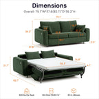 Pull Out Sofa Bed, No Cushion Removal, Queen Sleeper Sofa with USB Fast Charging, Memory Form Mattress, 2-in-1 Convertible Comfy Loveseat Couch Bed for RV, Apartment, and Small Spaces (Green)