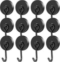 MIKEDE Strong Magnetic Hooks, 120LB Swivel Magnetic Hooks Cruise, Black Neodymium Magnet Hooks Heavy Duty for Hanging, Grill, Cruise Cabins, Refrigerator, Grill, Kitchen, Locker - Pack of 12