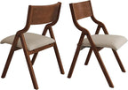 Ball & Cast Modern Folding Chairs Upholstered Kitchen Dining Chair Seating Set of 2, Walnut