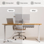 PAMO Cable Management Under Desk for Easy mounting Under-Table I Set of 3 - with 10X Cable Ties I Desk Organizer for Office/Home Office Table Thoughtful Cable Tray Holder