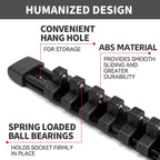 Socket Organizer Drive ABS Tools - Black Socket Holder, Premium Quality 3 Pieces Socket Holders Kit 1/4-Inch x 16 Clips, 3/8-Inch x 15 Clips, 1/2-Inch x 12 Clips(3PC,Black)