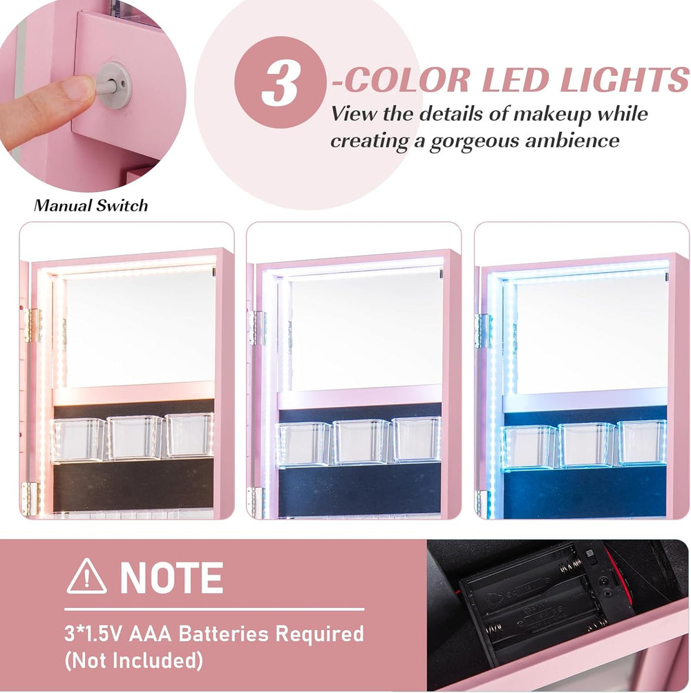 Multigot 3-Color LED Lights Jewellery Cabinet, 3-in-1 360° Swivel Jewelry Arm...