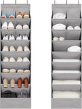 2 Pack Minimalist Grey Over the Door Shoe Organizer with 10 Pockets, Hanging Closet Storage Rack for Shoes, Sneakers, Accessories