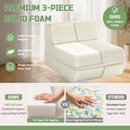 Trenda Folding Chair Bed, 16lbs Convertible Sleeper Chair Sofa Bed, Beige | 3-in-1 folding chair bed with solid foam, washable cover and handle. Converts to sofa, lounger & guest bed for small spaces.