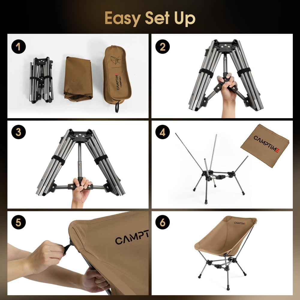 Camptime Portable Camping Chair, Lightweight Compact Backpacking Chair with S...