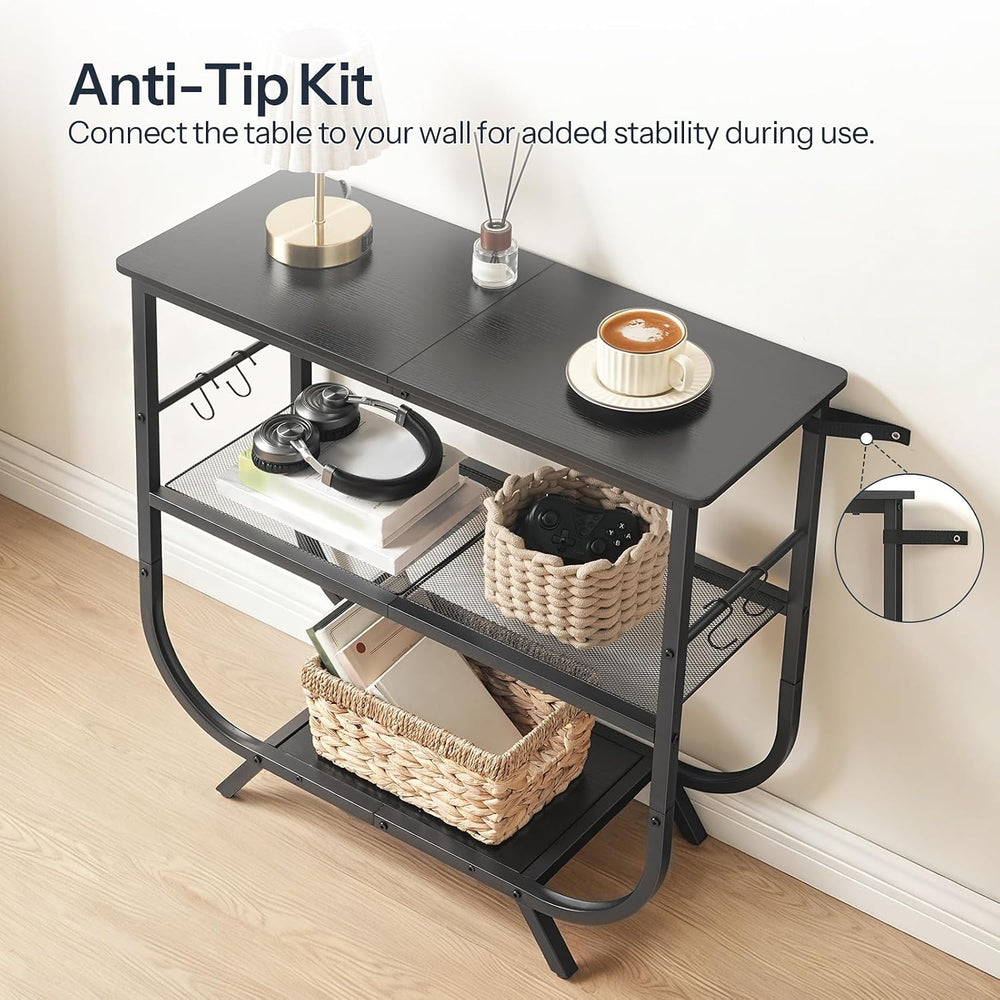HOOBRO 3 Tier Small Console Table, 31.5" Entryway Table with Storage She...