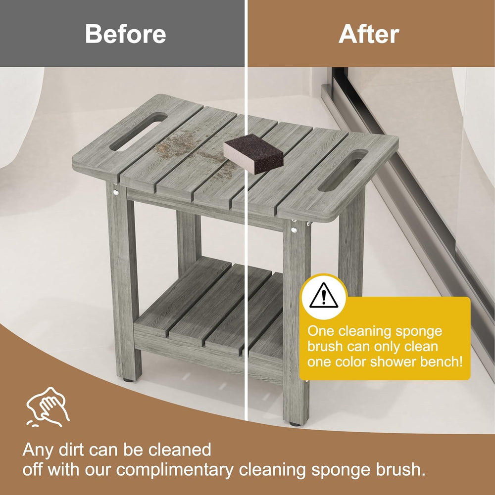 HIPS Shower Benches for Inside Shower, Shower Stool with Space-Efficient Stor...
