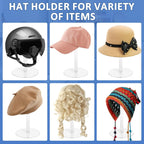 2PCS Acrylic Hat Stand and Wig Display Rack with Height Adjustable, Clear Dome Tabletop Hat Stand Cap, Sun Hat Holder Stand, Cowboy Hat Holder Baseball Cap Rack for Display