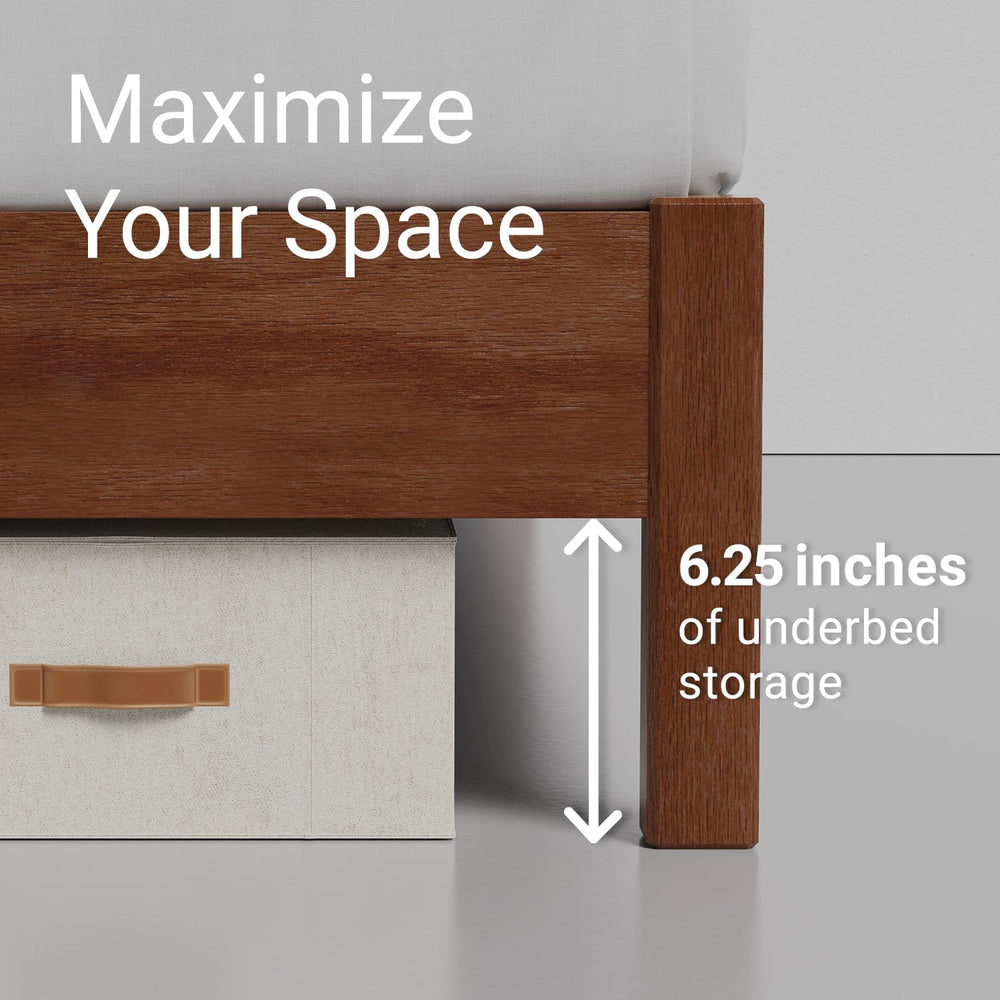 LIFEMENT Signature Wood Platform Bed Frame with Headboard, Essential, Noise F...